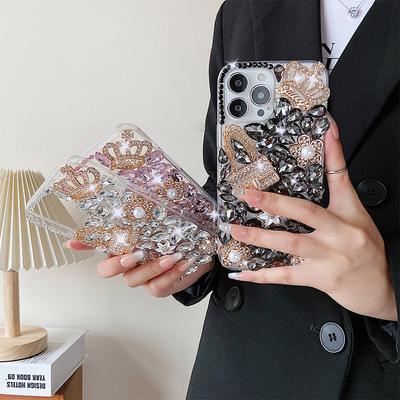 For Apple 17/ for IPhone15/14/XR Japanese and Korean Mobile Phone Case Luxury Rhinestone Pearl Flower Crown 13Pro