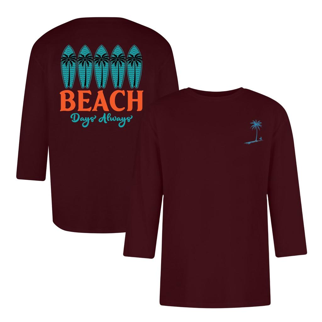 Men's Casual and Fashionable Printed Collar Three-quarter Sleeve Top T-shirt