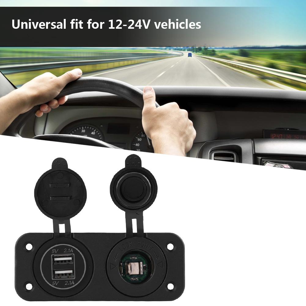 12V Cigarette Lighter Power Socket Adapter 4.2A Dual USB Charger for Car RV Yacht Bus