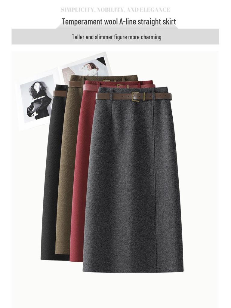 Woolen High-Waist A-Line Midi Skirt for Women - Winter 2025 Collection