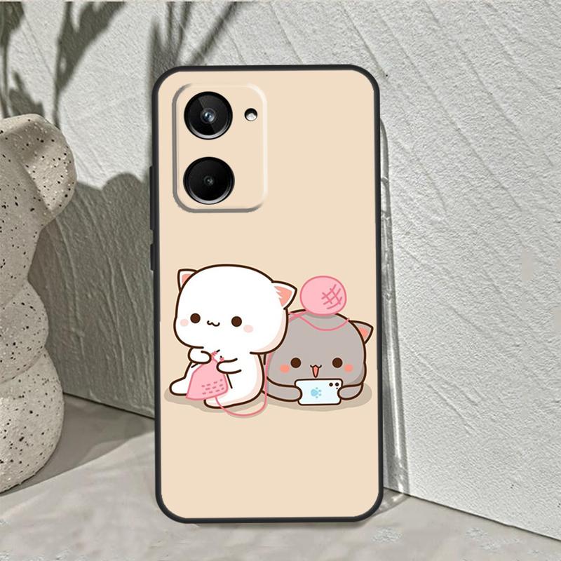 Cartoon Peach Mochi Cat Case For Realme C53 C30 C55 C33 C35 C31 C21Y C25s C15 C11 GT Neo 5 3T 2T 8 9 10 11 Pro Plus