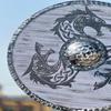 Battleworn Viking Shield  Fenrir Gray Wolf and King Finehair Inspired Design Norse Warrior Shield  Medieval Decor and Collectible Viking