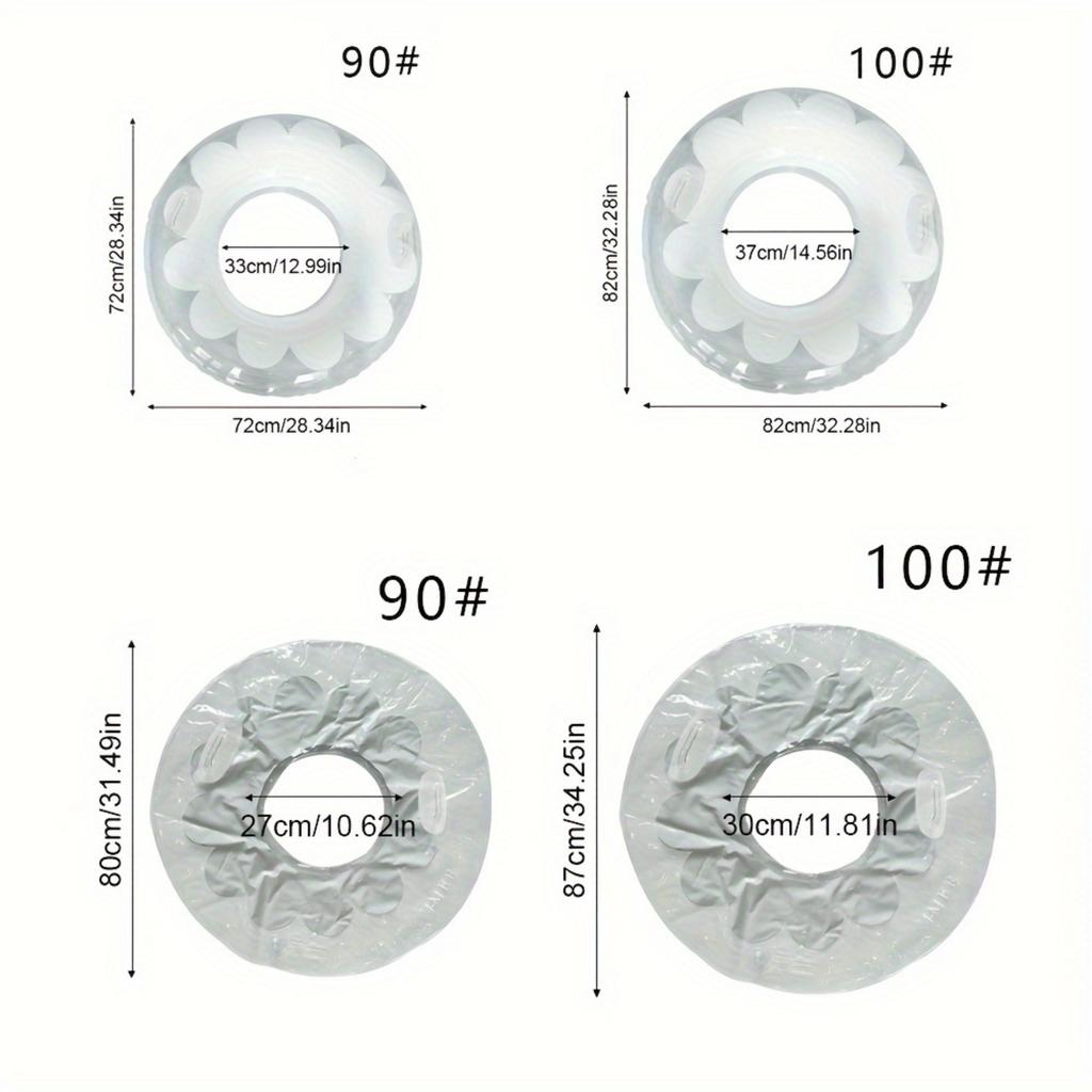1 Stück Transparenter Schwimmring mit Blumenmuster, Aufblasbarer Schwimmring aus PVC, Tragbar, Wasser-Schwimmring, Für Outdoor-Strand, Poolparty