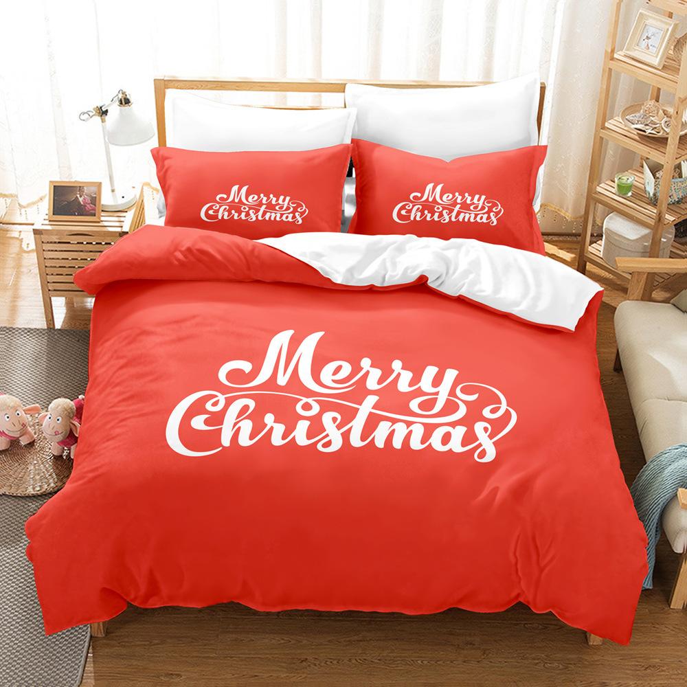 Christmas 3D Digital Printing Three-Piece Set, Christmas Letter Making Bedding Kit