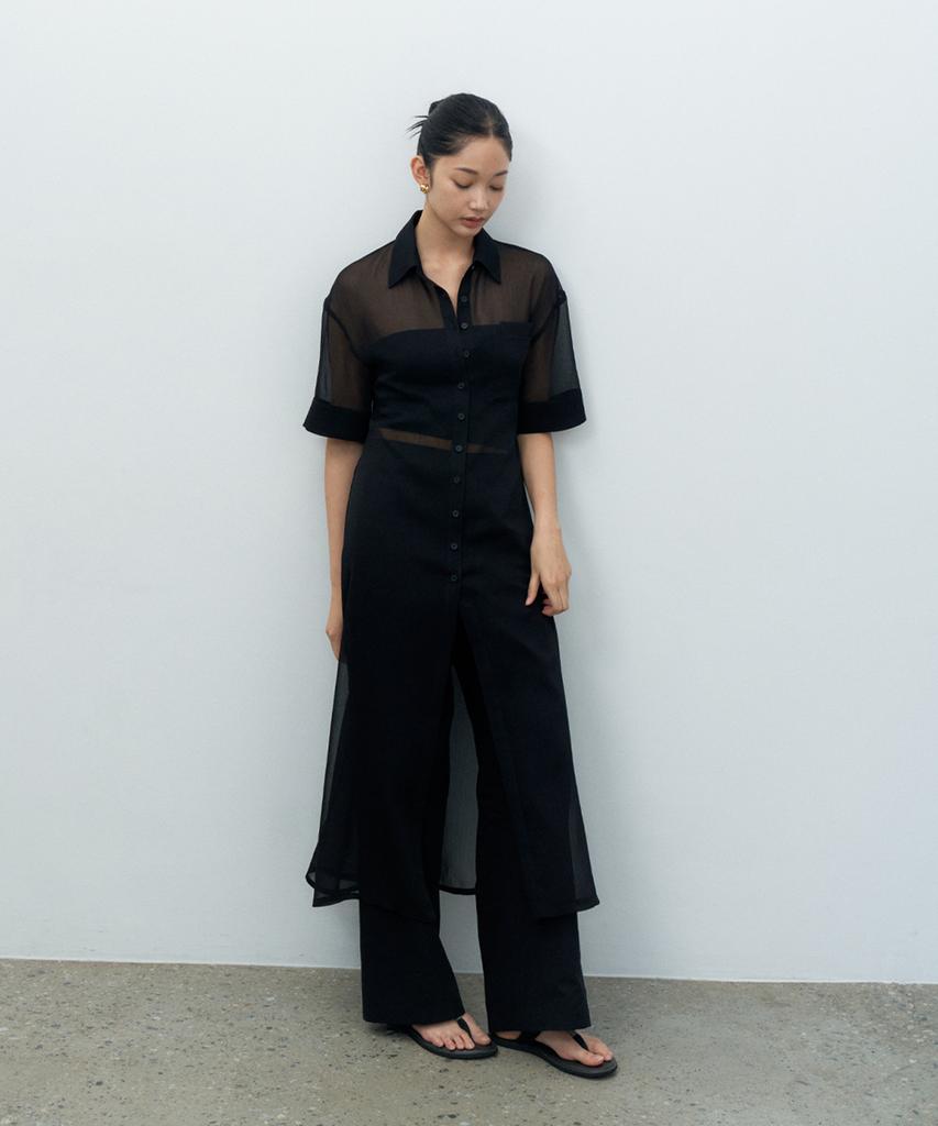 MAKE A TOAST Linen-Like Low-Rise Wide Pants Black Mbespa004Bk