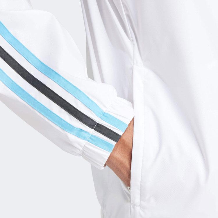 Adidas Sportovní výkon Argentina Tým Třípruhová barevně blokovaná bunda s kapucí s dlouhým rukávem Pánské svrchní oblečení Bílá IU2138