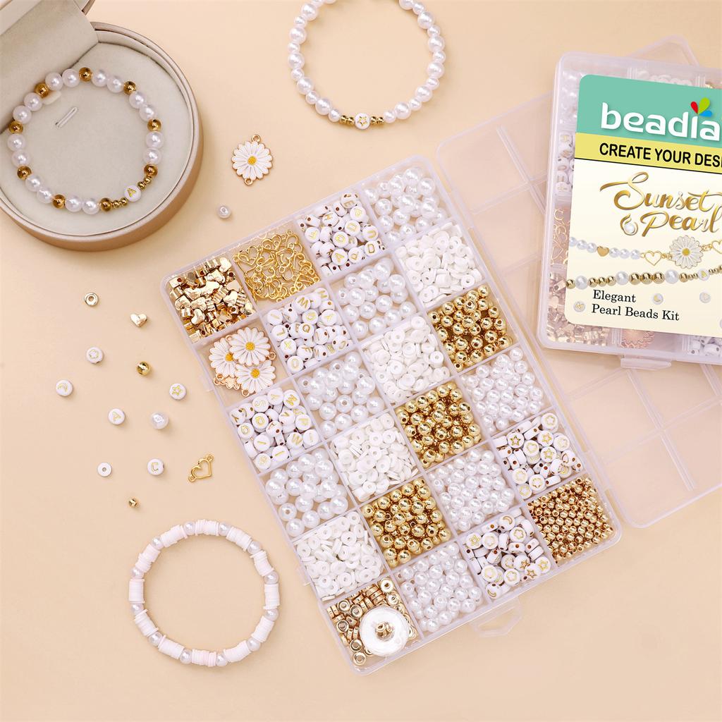 24 Grid Pearl Soft Pottery Letter Bead Accessories Set Box Handmade Diy Bracelet Necklace Creative Beads