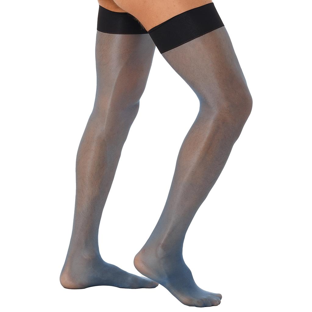 Mens Glossy Stretchy Stockings Sheer Thin Thigh High Socks Costume Accessories