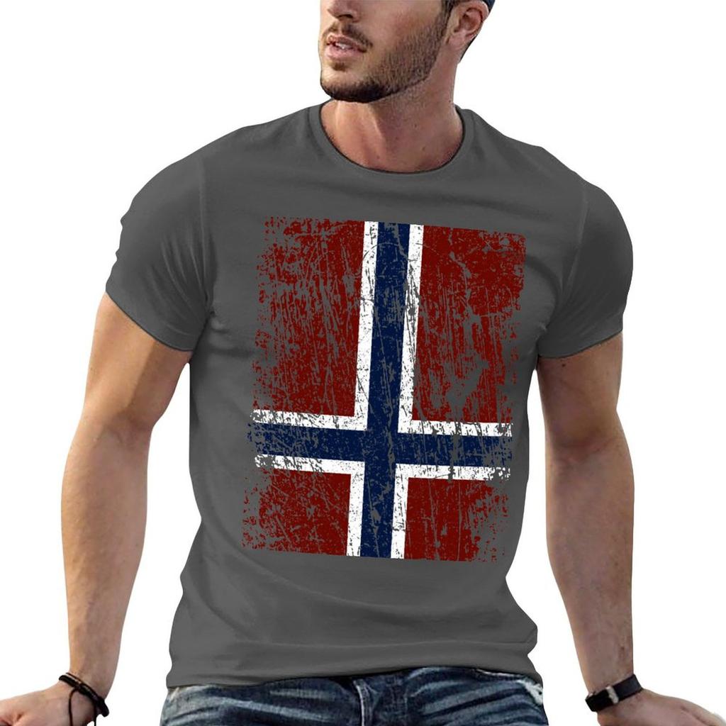 Norwegian flag on end  upside down cross TShirt Fitness Quick Dry Short Sleeve Top
