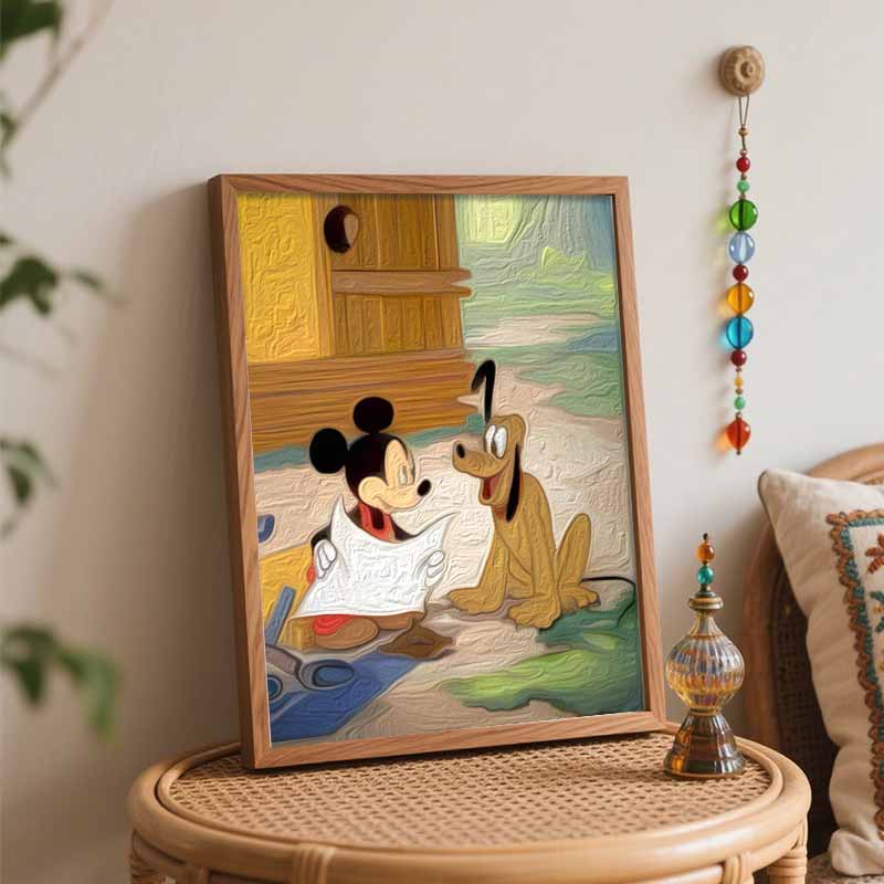 Disney Mickey Mouse and Pluto oil painting kit digital painting art handmade diy home room decorations
