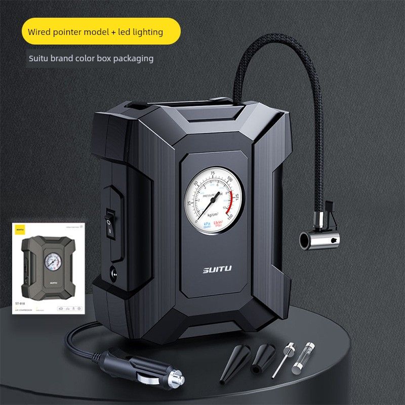 

Car Air Pump with Digital Display, Car-Mounted Air Pump, Handheld Off-Road Vehicle Air Pump Pointer Model with Line