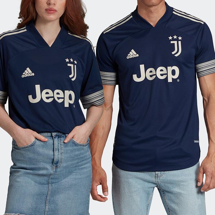 Adidas Striped Letter Logo Short Sleeve Soccer Jersey Away Player Edition Juventus Unisex Tops Blue FN1007