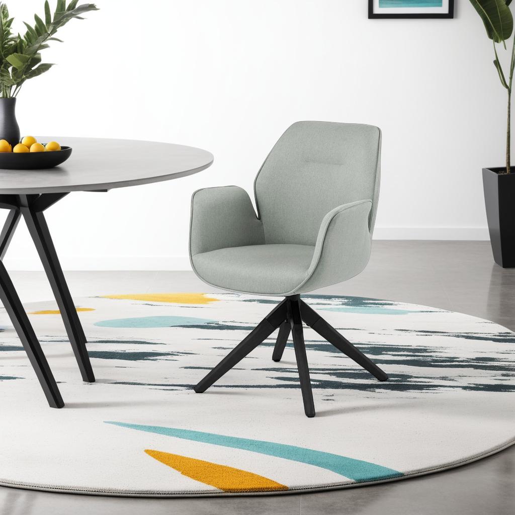 Aura SWIVEL CHAIR light gray UPHOLSTERED wooden legs