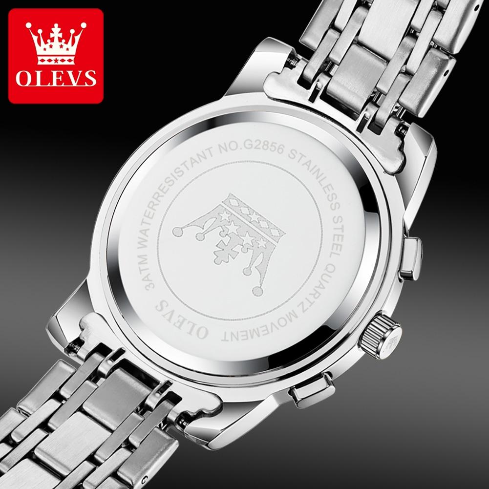 OLEVS Brand New Men's Steel Band Watch Multi Functional Business Fashion Waterproof 2856