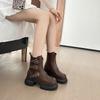 Platform Boots Internal Height Increasing Short Boots Womens Shoes Spring Autumn Single Boot British Style Motorcycle Boots