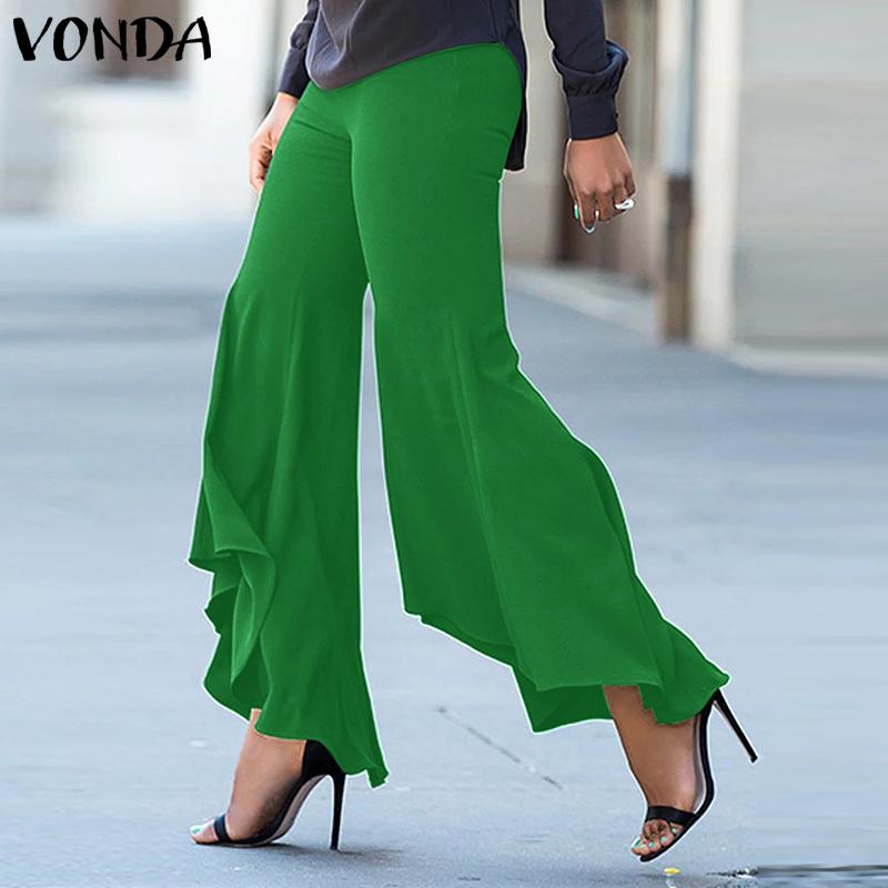 

Женские однотонные брюки VONDA с ​​узкой талией и рюшами