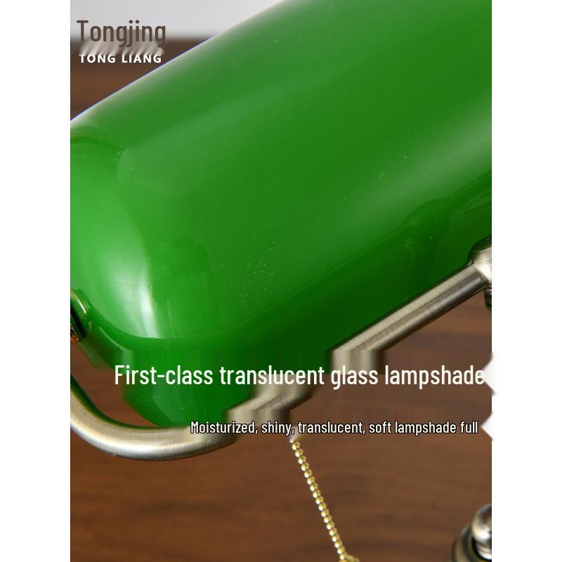 Vintage Green Banker Desk Lamp: Eye-Caring Bedside Light Inspired by Old Shanghai