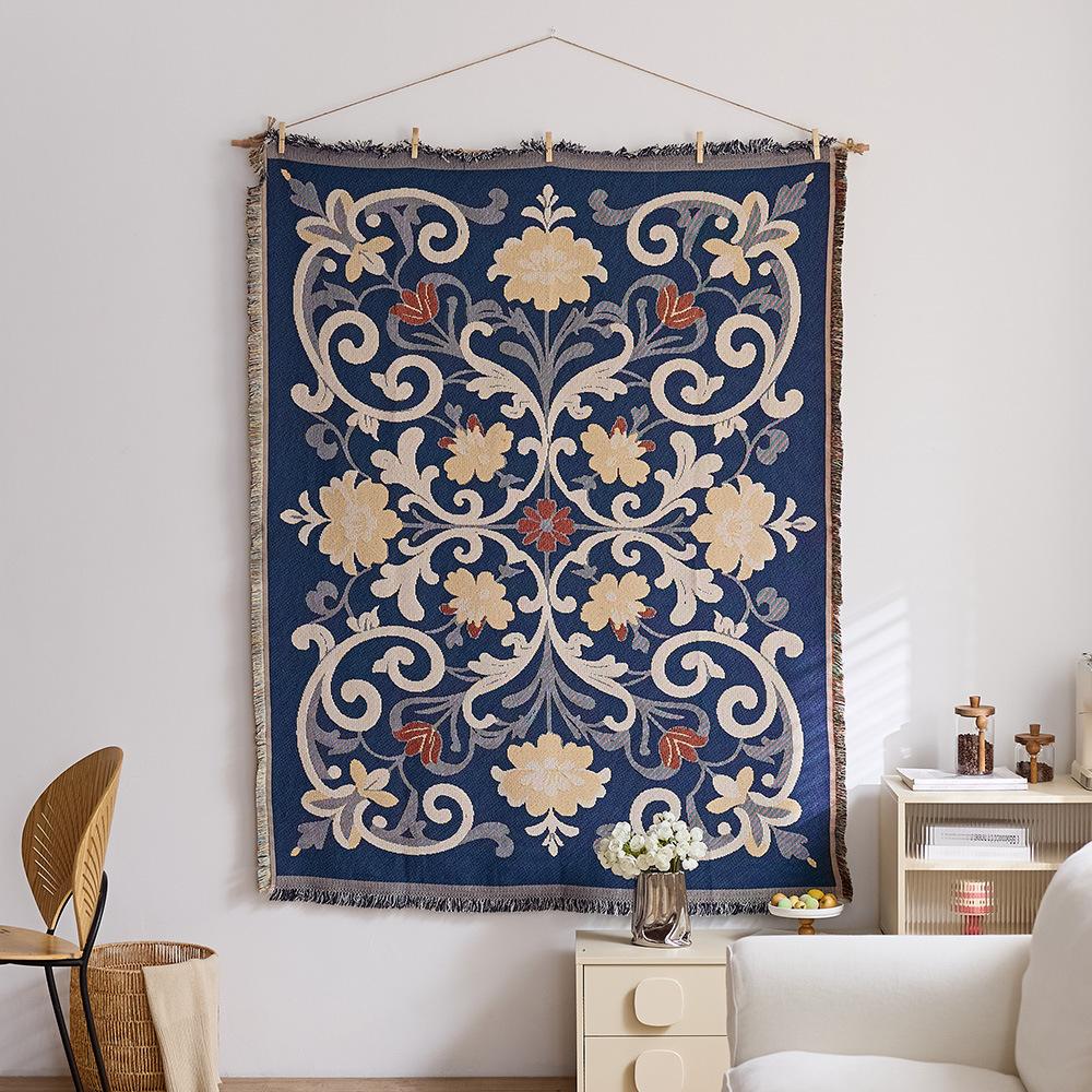 Retro Star and Moon Cloud Scene Hanging Cloth Art Style Fabric Hanging Painting Homestay Wall Decoration Background Cloth Cotton Yarn Fringed Tapestry