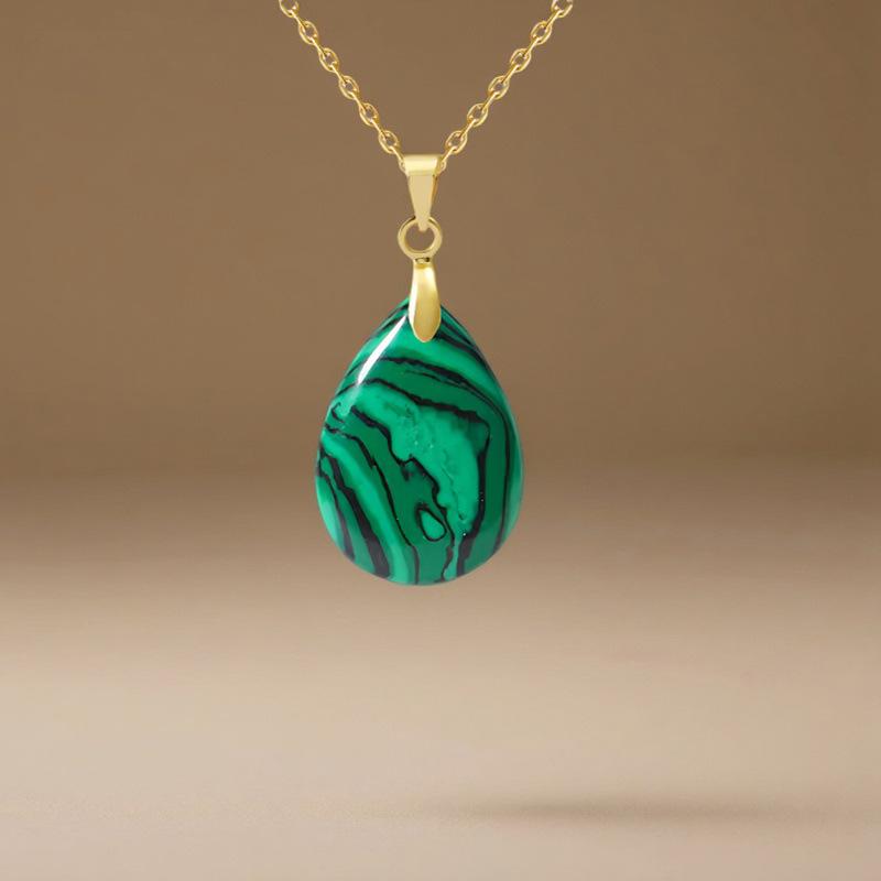 High quality hot selling natural crystal stone water drop pendant necklace jewelry simple fashion necklace merchandise jewelry