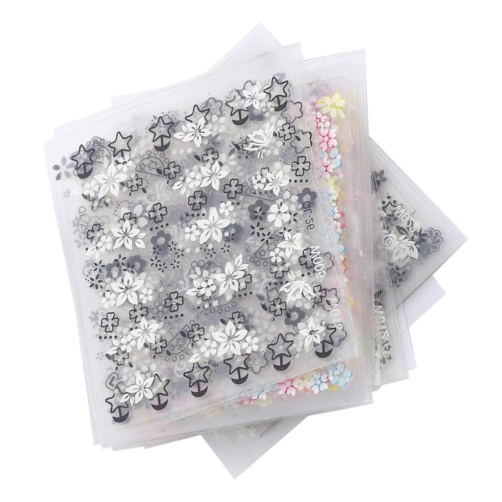 50 Sheets Nail Stickers, 3D Nail Art Stickers, Flower Design, Self-Adhesive Stickers, Decoration for Women Girls