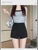 Women's Summer 2024 High-Waist Black Hot Pants 
