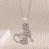 Cat Pendant Necklace Cubic Zirconia Cute Kitty Butterfly Necklace Animal Charm Jewelry Gift for Cat Lovers Women