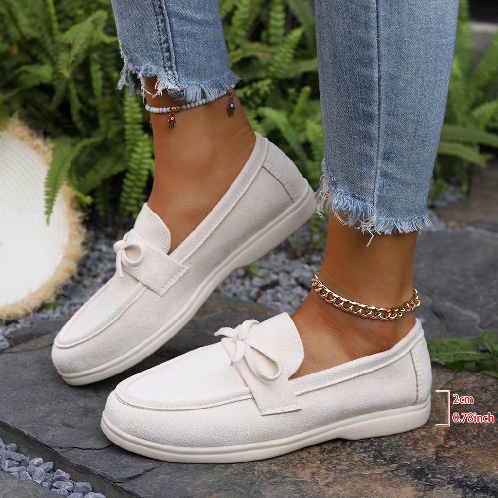 Mode Koreanische Damen Flats Sneaker Runde Zehe Loafers Weibliche Freizeit-Sneaker Damen Neu Slipper Freizeit Flock Nähen Schuhe für Damen