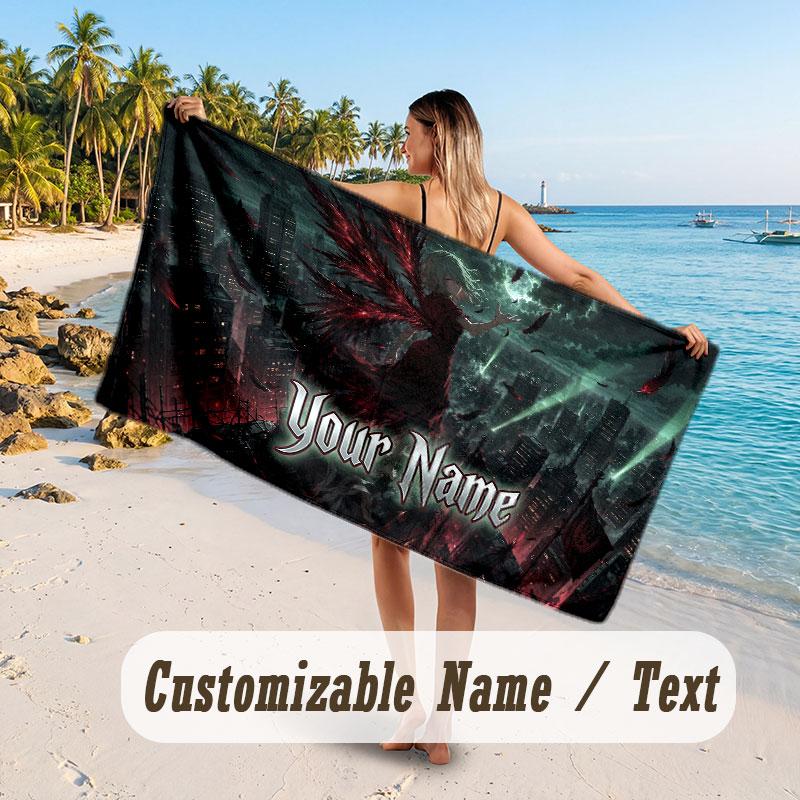 Custom Name Large Beach Towel,Tokyo Ghoul Quick Absorbent Towel For Outdoor Travel Poolside