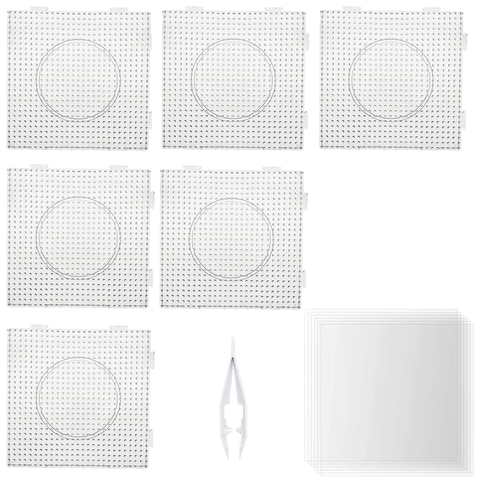 

Пластина для глажки бисера 5 мм, набор из 6 прозрачных соединяемых глажочных бусин, основа для поделок своими руками, 6 гладильных листов, 1 булавка для бисера в комплекте, 13,5×13,5 см