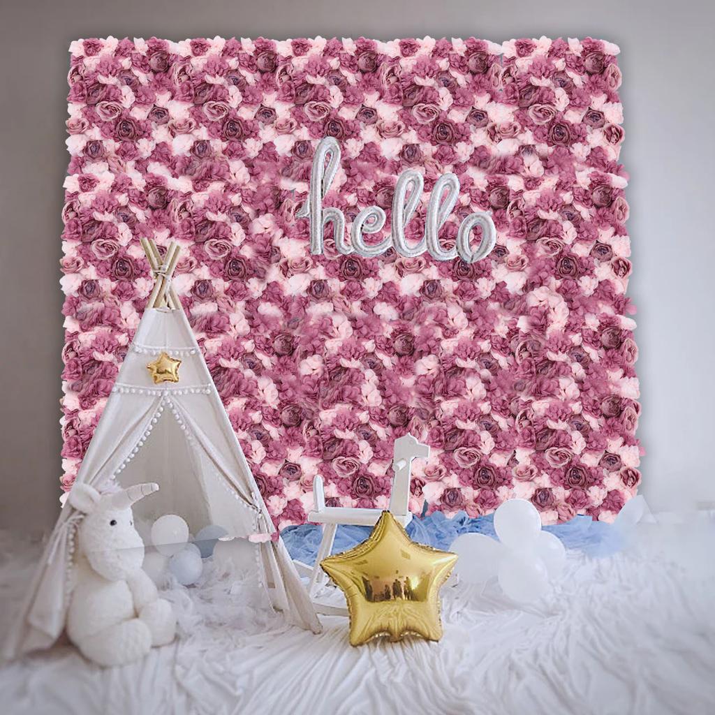 6 Pack Artificial Flower Wall Panel, Silk Rose Flower Wall Decor, 24x16 Inches, Fake Flower Backdrop for Wedding, Party, Church