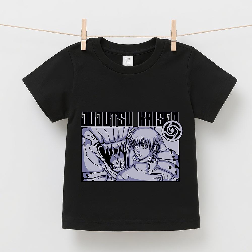 Jujutsu Kaisen Yuta X Rika Anime Print Cotton T Shirt for Boys Girls Kids Summer Casual Short Sleeve Top