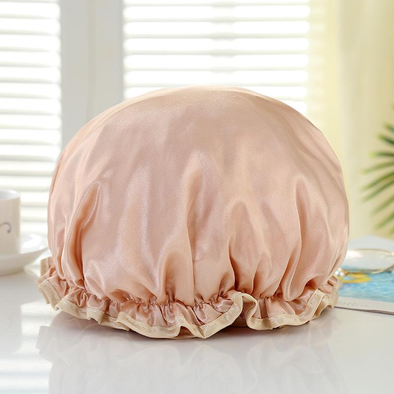Double-Layer Waterproof Adult Bath & Hair Cap - Makeup, Kitchen, Anti-Oil, Thickened; Customizable Logo