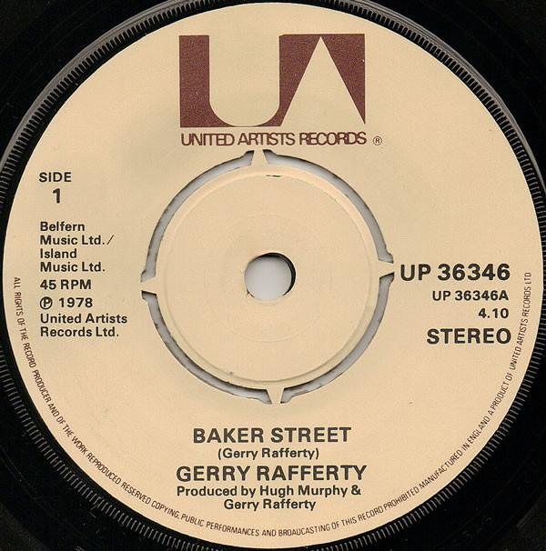 7inch Record GERRY RAFFERTY - Baker Street UP36346 1978 UK Rock Used