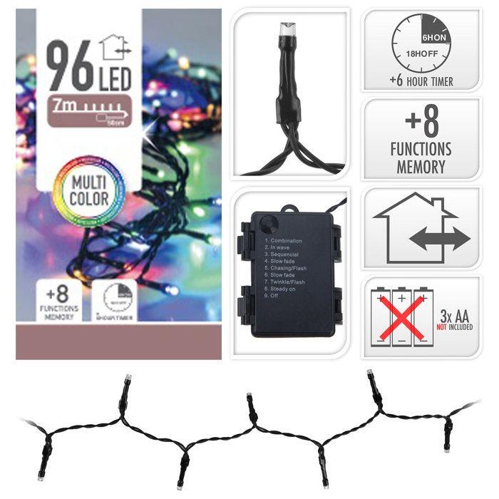 Luci Di Noël - EDM - 96 LED Multicolores - Fonction Timer - 8 Jeux De Lumière - 750 Cm