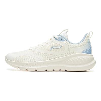 Li Ning Easy Flex Soft Shock Absorption Wear Resistant Breathable Rebound Low Top Running Shoes Women Running Shoes White Blue ARSU094-2