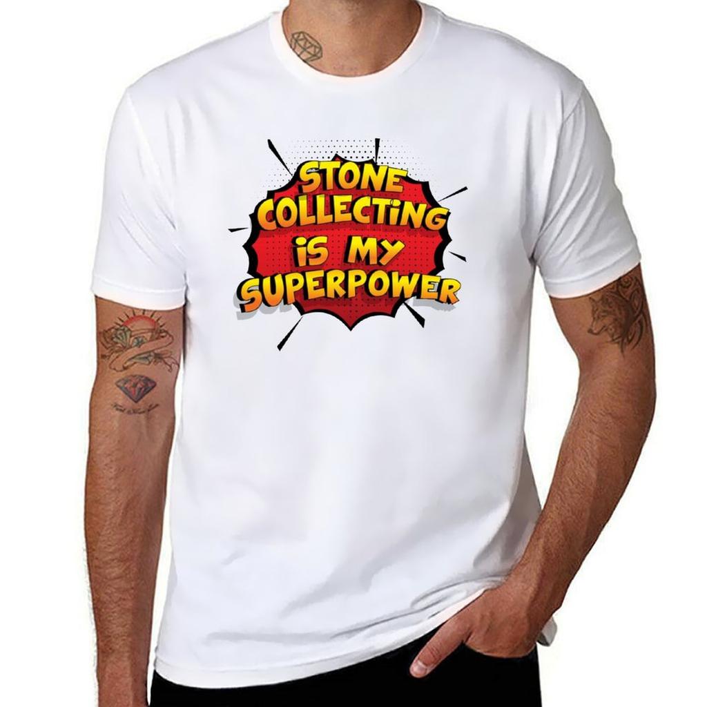 Stone Collecting Is My Superpower Funny Design Stone Collecting Gift Tshirt Plus Size Solid Color Tshirt