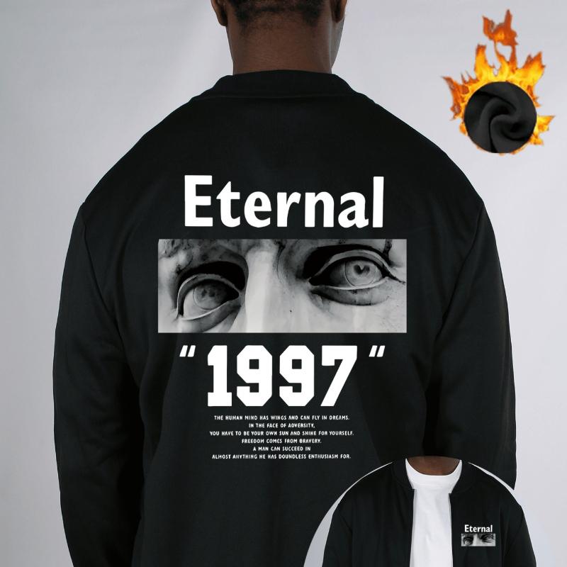 Eternal Print Fleecegefütterte Bomberjacke, Winddicht Langlebig Warm, Lässiger Vielseitiger Mantel