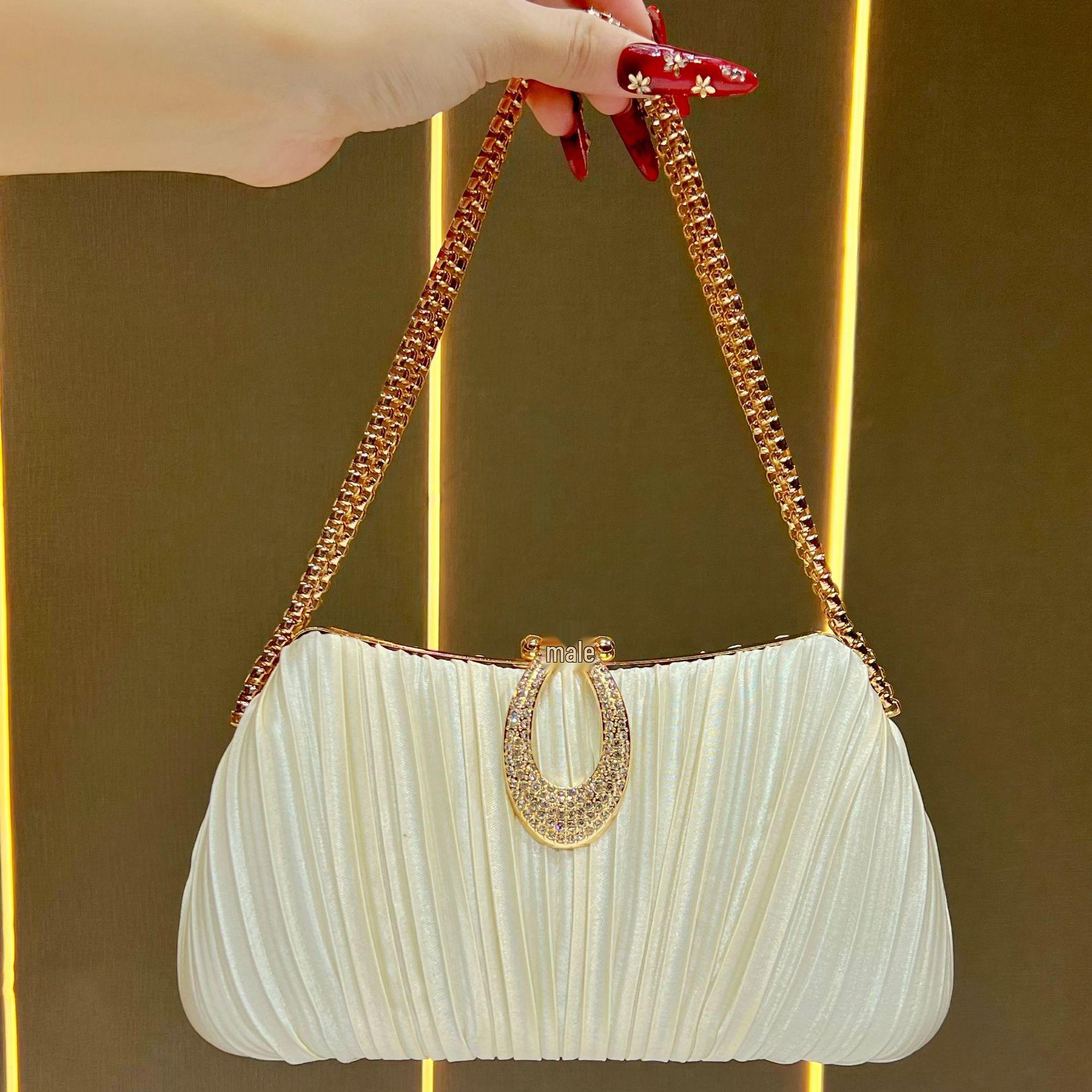 Элегантная вечерняя сумка-кроссбоди ципао с плиссировкой абрикосовый