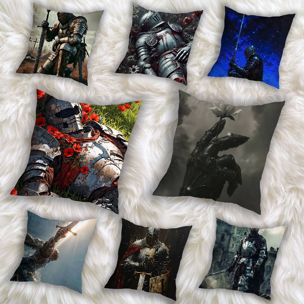 fully armed Medieval Knight Pillow Case Pillow Case Living Room Sofa Cushion Cover Suitable For Home Bedroom Room Decoration