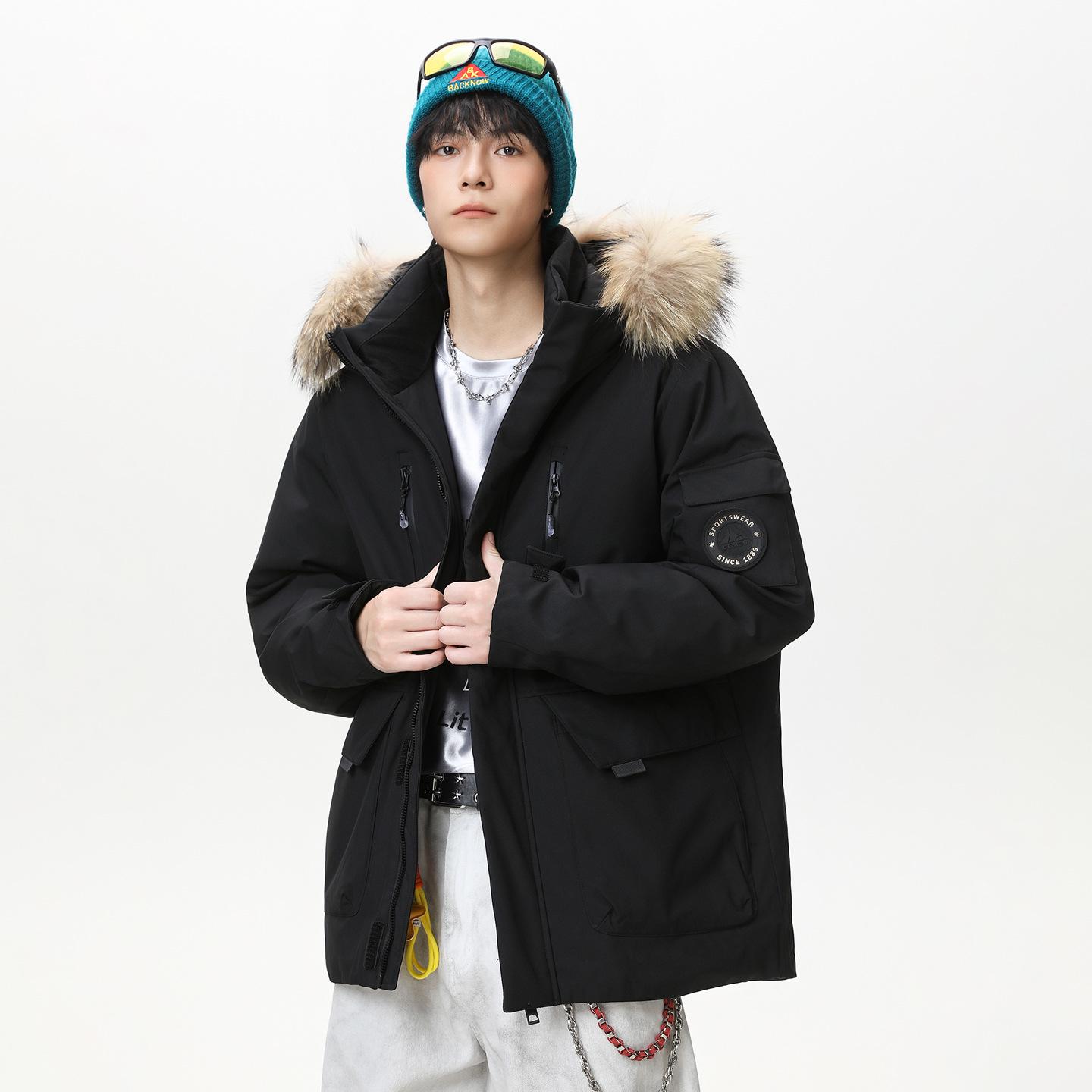 

Men s Winter Hooded Down Jacket - Trendy Casual Workwear Parka S чорний