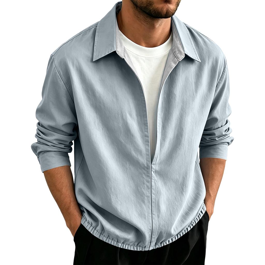 Men's Long Sleeve Pullover Shirt for Spring and Fall Casual Wear