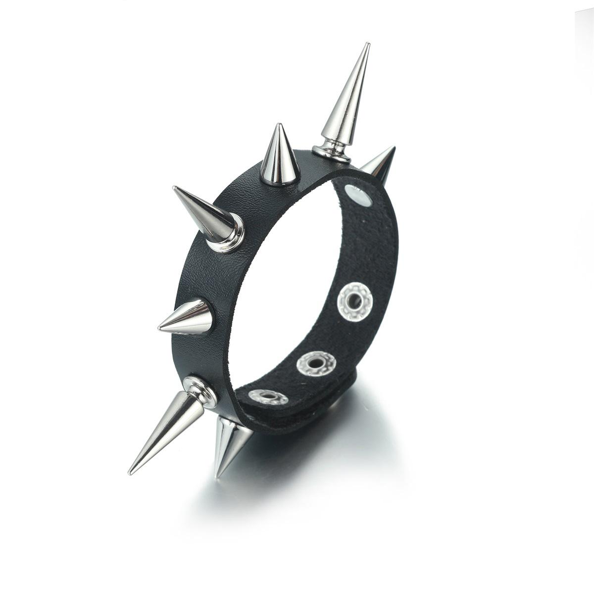 Leder Armbänder mit Nieten für Männer Frauen Punk Rock Metall Nieten Armband Gothic Emo Grunge Handgelenk Schmuck gray