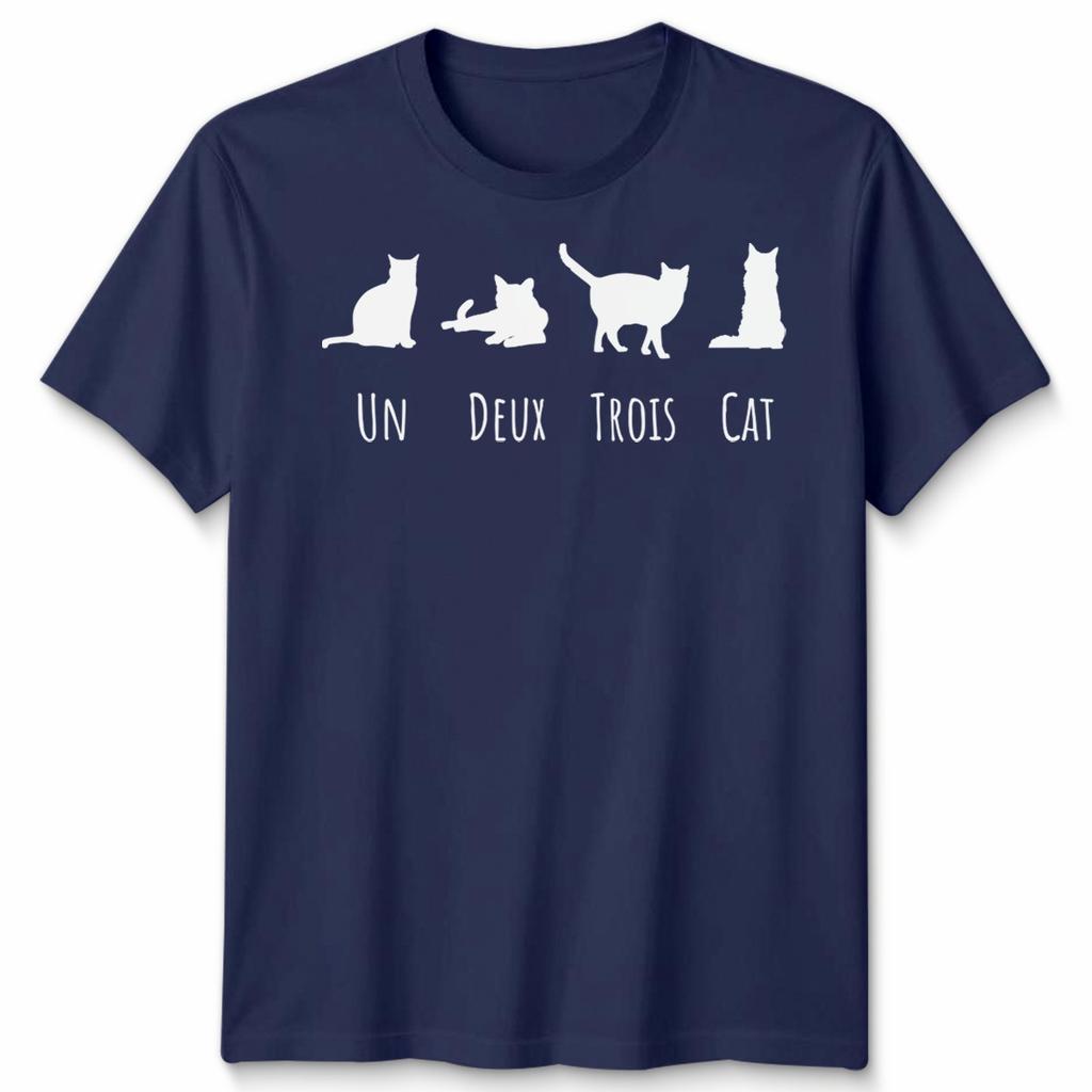 Un Deux Trois Cat Cats Animals Mens T-Shirt Womens Tee Graphic Tee Feline