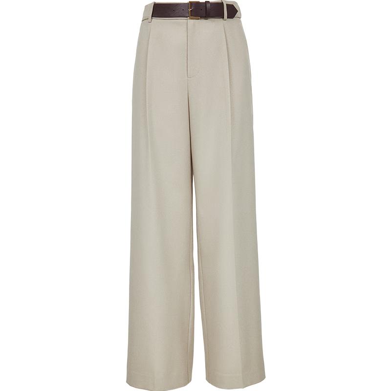VEROMODA Women's High-Waist Straight-Leg Casual Pants with Contrast Belt