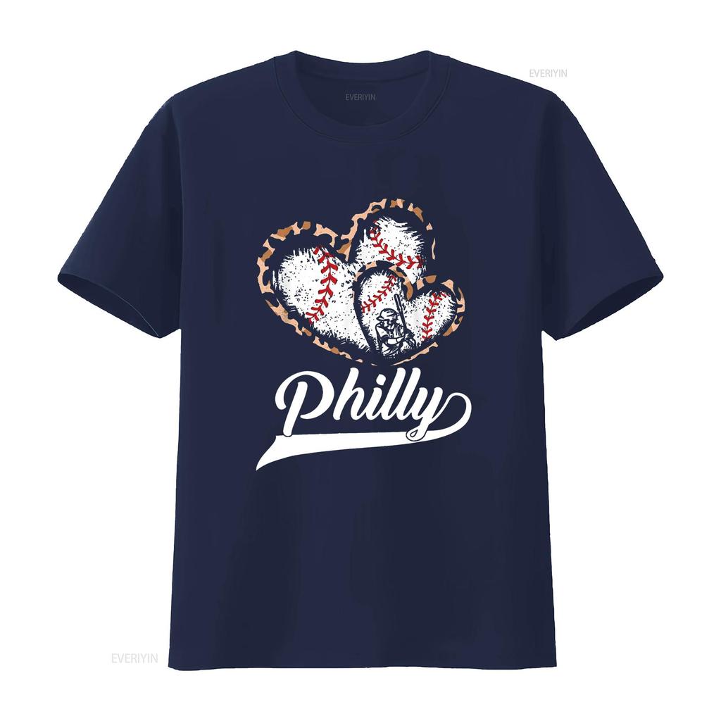 Vintage Philly Baseball Leopard Heart Fans T Shirt Black X Large Vintage Washed Designer Clothes Breathable Stretched Homme