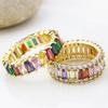 AIBEF  Bohemian Colorful Rhinestone Copper Zircon Rainbow Ring Charm Jewelry Women Wedding Anniversary 6 Style Lover Gift
