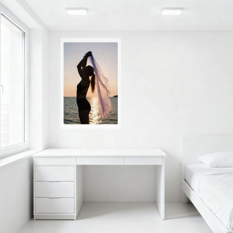 Sexy Woman Sunset Sea Translucent Fabric Metal Tin Sign Vintage Home Bar Pub Wall Decor Art Poster