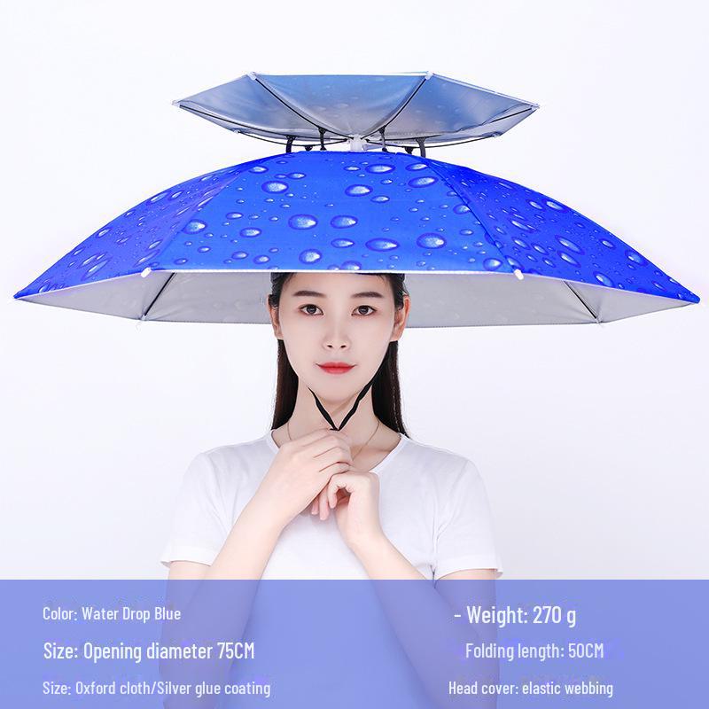 Large Folding Fishing Hat Umbrella for Adults & Kids – Unisex Outdoor Headwear with Prints