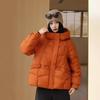 Womens Short Puffer Jacket With Hood Loose Fit Down Fill Coat In Solid Colors Winter