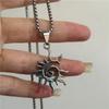Silver Color Spiral Vortex Sun Pendant Long Chain Necklace For Women Men Punk Rock Charm Hip Hop Vintage Grunge Goth Accessories